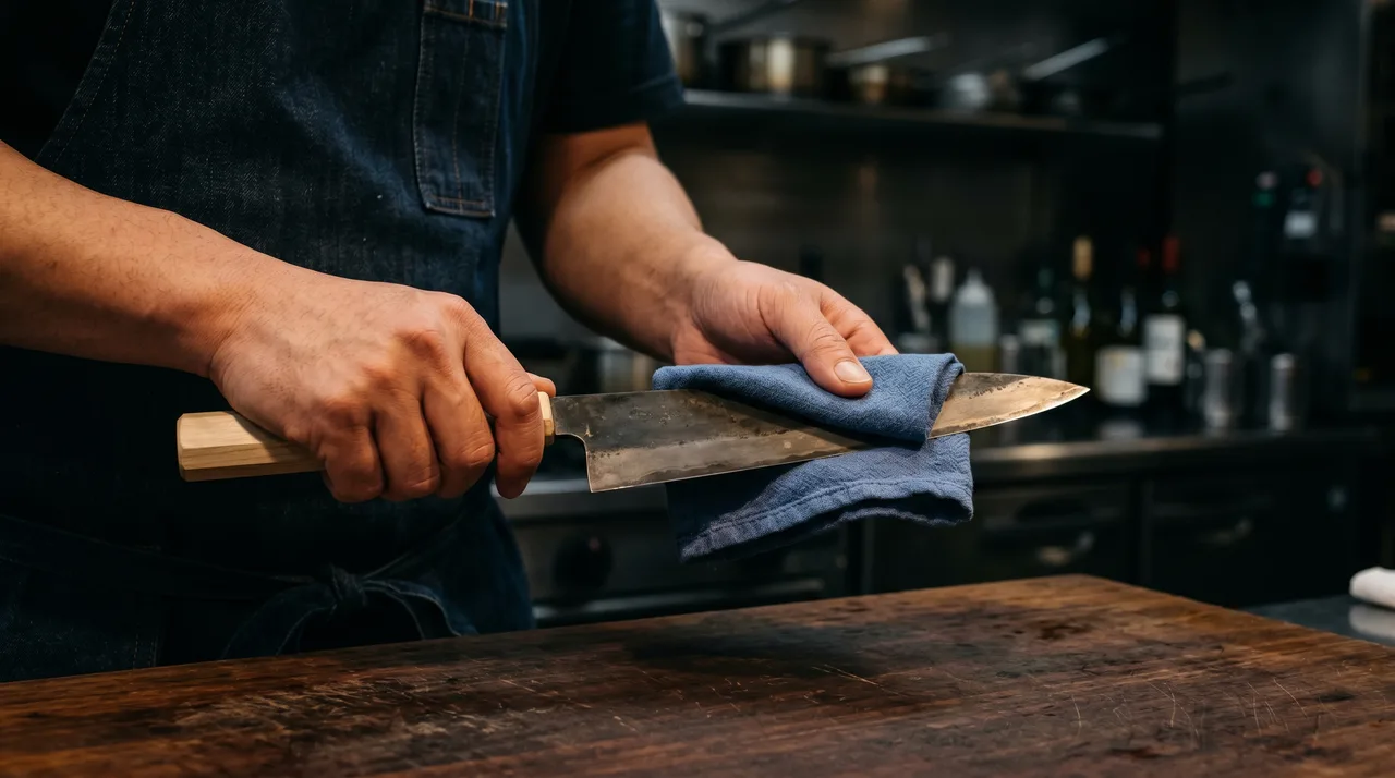 Cómo limpia un cocinero japonés su cuchillo: el ritual de cada día