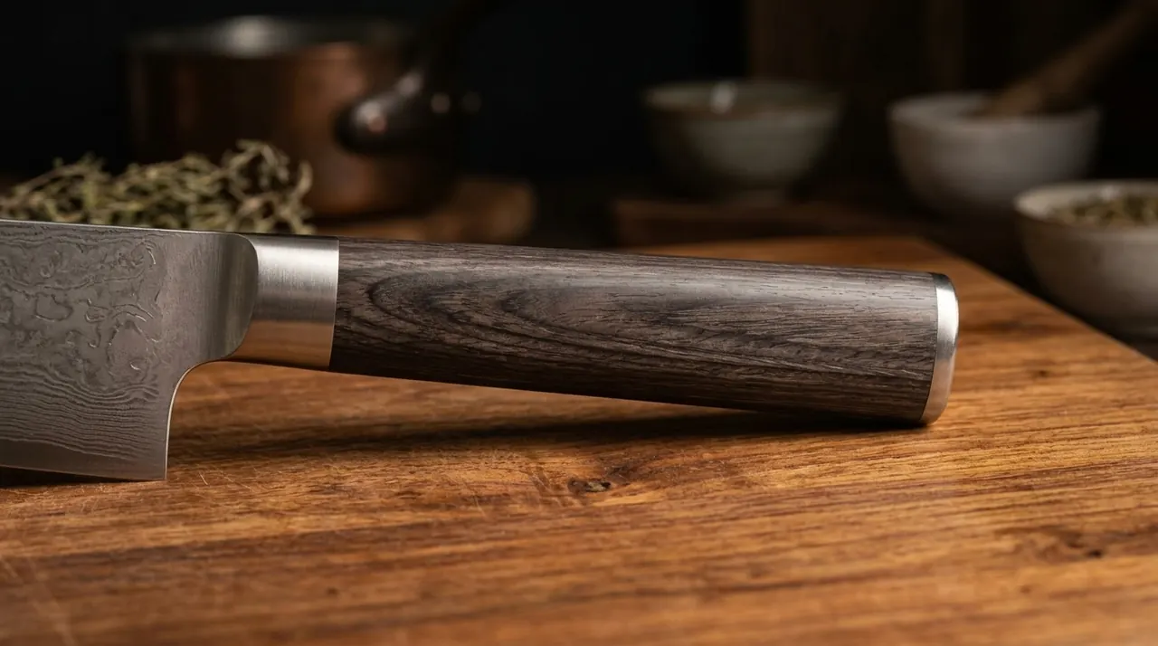 Mango de pakkawood oscuro del cuchillo XINZUO He